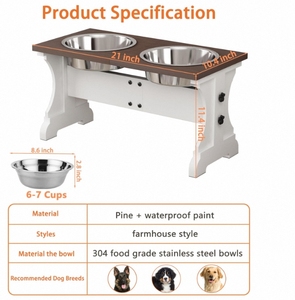 Eco-Friendly Classic Style Bamboo Raised Dog <strong>Bowls</strong> 2 <strong>Durable</strong> <strong>Pet</strong> Food Water <strong>Bowls</strong> Modern Indoor Cats - Product Image 3