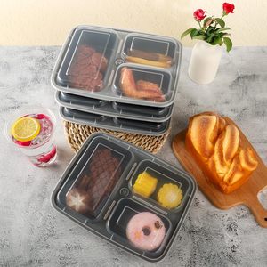 Boîte de rangement alimentaire en plastique noire sans BPA, compatible micro-ondes, avec couvercle, étanche, compatible congélateur - Product Image 2