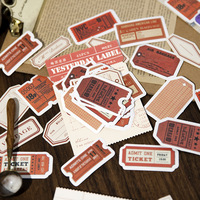45pcs/pak Paket Stiker Seri Label Kedekorasi Jurnal Vintage Bahan Dasar Kolase Dekoratif Stiker