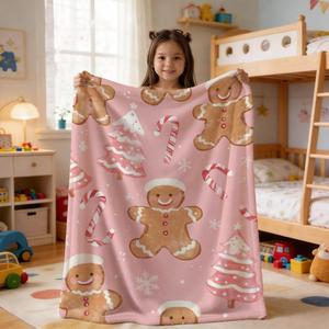 Couverture en flanelle à motifs de personnages de Noël, couverture de sieste, couverture chaude d'hiver, décoration de fête, réversible, confortable et chaude pour la maison, le bureau et la sieste - Product Image 3