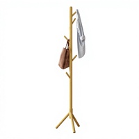 Porte-manteau sur pied en bois de hêtre, design branche d'arbre, gain de place, avec 8 crochets, pour entrée, chambre, bureau, bureau renforcé
