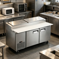 Table de préparation réfrigérée en acier inoxydable à 2 portes pour salades et sandwichs, idéale pour les restaurants et les services de traiteur