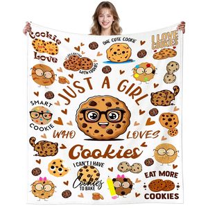 Couverture en flanelle à motif de biscuits de dessin animé, couverture de sieste super douce, lavable en machine, pour lit, canapé, impression personnalisée - Product Image 2