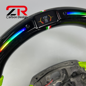 Volante in Fibra di Carbonio Nero con Display LED RPM per Lamborghini URUS HURACAN LP640 LP650 LP670 e <span class=keywords><strong>Audi</strong></span> Q5 - Product Image 2