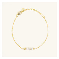 À la mode En Gros 925 En Argent Sterling Fine Jewelry Plaqué Or Naturel D'eau Douce 3 Perle Lien Chaîne Bracelet Cadeau Occasion