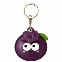 Porte-clés en cuir PU avec pendentif de protection pour AirTag, motif de fruit souriant de dessin animé mignon en forme de baie