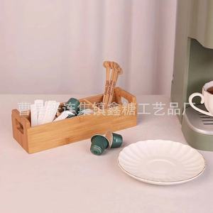 Bamboo <b>Tea</b> Bag Storage <b>Box</b> Rectangle Desktop Organizer With Handle For <b>Tea</b> Bags And Sugar Packets Natural Color - Product Image 2