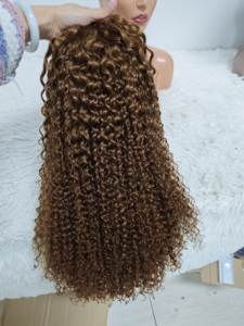 Promotion Letsfly 88$ - Cheveux Jerry Curly de 22 pouces, couleur 30 #   Perruques avec fermeture en dentelle 4x4, 11A, 270 grammes, 100% cheveux humains, densité 300%, fabrication en usine - Product Image 5