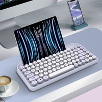 Keyboard Mouse Combo Nirkabel Dual Mode 2.4G BT LED Backlit USB 1200 DPI Ergonomis Plastik ABS Mini Portabel Ultra Tipis Campuran