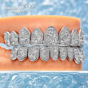 Mosaïque et neige ensemble Moissanite diamant <span class=keywords><strong>Grillz</strong></span> pour les dents Vvs Moissanite Grills S925 14K 18K mode Hip-Hop bijoux fins pour hommes - Product Image 4