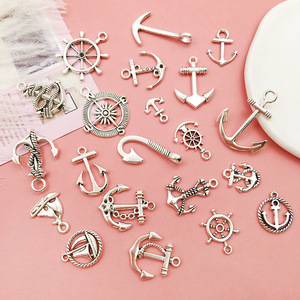 Pendentif <span class=keywords><strong>de</strong></span> bracelet <span class=keywords><strong>bateau</strong></span> ancre et gouvernail rétro, bijoux thème océan, accessoire charmant, accessoires DIY - Product Image 5