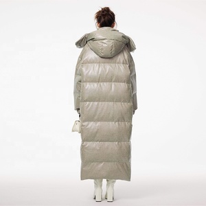 <span class=keywords><strong>Doudoune</strong></span> d'hiver pour <span class=keywords><strong>femme</strong></span> Very-Nong Original, capuche détachable, vêtements d'extérieur longs épais, matériau en cuir minimaliste ample droit - Product Image 3