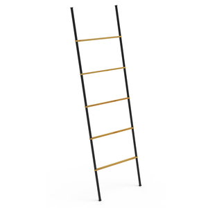 Easy Assembling Brass and Black Stainless Steel <strong>Bamboo</strong> Pipe Wooden Bath Bathroom <strong>Towel</strong> <strong>Rail</strong> <strong>Towel</strong> bar Ladder Rack Holder - Product Image 4