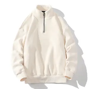 Toptan erkek yarım zip kazak teddy polar yumuşak bulutlu sherpa hoodie yeni tasarım kazak unisex kış erkek giyim