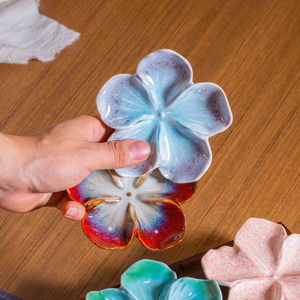 Plato de Cerámica con Forma de Flor Harmony, 5 <span class=keywords><strong>Colores</strong></span>, Mini Bandeja de <span class=keywords><strong>Porcelana</strong></span> para Servir Aperitivos, Salsas, Vinagre, Ecológico - Product Image 4