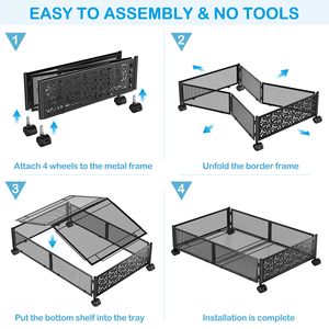 Tiroirs pliables en métal pour chaussures et vêtements avec porte-conteneur et couvercle <span class=keywords><strong>à</strong></span> <span class=keywords><strong>roulettes</strong></span> - Product Image 4