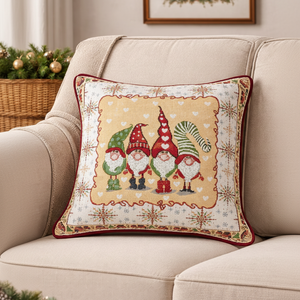 Festive Gnomesona Cozy <b>Cushion</b> Cotton & Polyester <b>Cushion</b> with 100% Polyester Fiber <b>Filling</b> Washable Removable Cover - Product Image 1