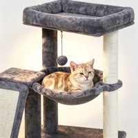 Arbre à chat multi-niveaux gris avec griffoir en sisal, hamac et lit en peluche – Mobilier pour animaux de compagnie