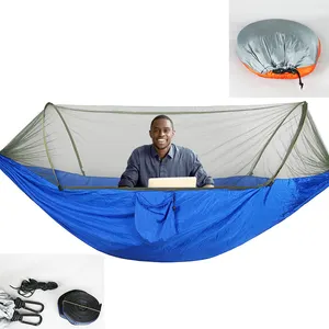 Lightweight Portable parachute nylon outdoor camping camper Hammock Camping Hammock with Mosquito Net Cover