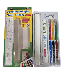 Ensemble de papier à dessin DIY avec autocollant de <span class=keywords><strong>tableau</strong></span> de croissance pour gribouiller avec crayons, autocollant de croissance de hauteur amovible, autocollant de dessin animé pour enfants - Product Image 1