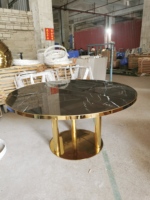 Nouvelle conception de table à manger en pierre frittée, marbre artificiel, pieds en acier inoxydable, table à manger pour la maison et les restaurants