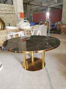 Thiết Kế Mới Thiêu Kết Đá Máy Tính Để Bàn Nhân Tạo Bằng Đá Cẩm Thạch Bàn Ăn Bằng Thép Không Gỉ Chân Hộ Gia Đình Và Nhà Hàng Bàn Ăn - Product Image 5