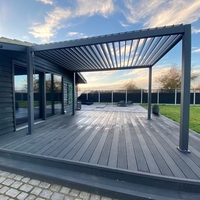 Pergola extérieure moderne de luxe en aluminium, toit à lames imperméable, pergola de jardin en métal