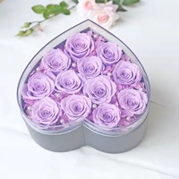 Cadeau pour la fête des mères, la Saint-Valentin, la remise des diplômes, Noël, Thanksgiving, roses éternelles préservées dans une boîte à fleurs en acrylique en forme de cœur