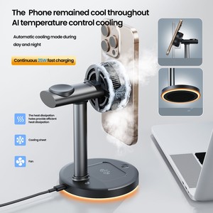 Nouveau chargeur <span class=keywords><strong>TEC</strong></span> avec ventilateur de refroidissement actif, chargeur sans fil magnétique 25W, station de charge rapide 4 en 1 pour iPhone, support avec lampe - Product Image 4
