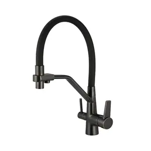 Hot And Cold Water Flexible Hose For Kitchen Faucet Kitchen Sink Tap 304 Stainless Steel With Pull Out Spout Black Color Sale