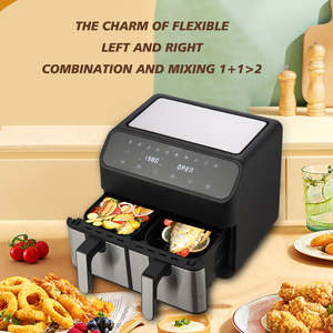 Fours électriques numériques intelligents et friteuses à air chaud domestiques en acier inoxydable à double panier, 4L+4L, avec poignées doubles, personnalisables avec logo, prix usine - Product Image 4