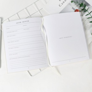 Diseño personalizado diario <span class=keywords><strong>del</strong></span> bebé recuerdo hito crecimiento Tapa dura Lino embarazo diario <span class=keywords><strong>el</strong></span> primer año memoria <span class=keywords><strong>libro</strong></span> <span class=keywords><strong>del</strong></span> bebé - Product Image 5