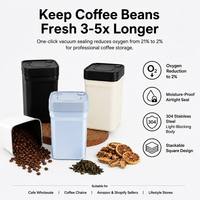 Bocal à café sous vide à un clic en acier inoxydable 304, hermétique, pour le stockage des grains, anti-humidité, design carré pour cuisine