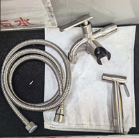 Robinet de bidet WC en acier inoxydable brossé SS304, double sortie, vanne d'angle, pistolet pulvérisateur à main avec tuyau