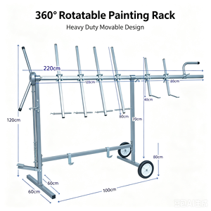 360 °   Support de peinture automobile rotatif sur roulettes, robuste, pour pare-chocs et panneaux de porte, idéal pour les ateliers de <span class=keywords><strong>carrosserie</strong></span> - Product Image 4