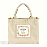 Bolsas de Tela Personalizadas y Resistentes para Recuerdos de Boda con Bolsillo Transparente de PVC, Bolsa de Lona Cuadrada Pequeña