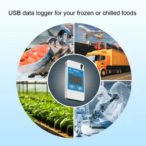 سلاسل باردة للفواكه والخضروات منفذ USB قابل لإعادة الاستخدام CSV مع إمكانية إصدار تقرير بيانات درجة الحرارة والرطوبة بنظام PDF