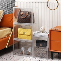 Boîte de rangement en acrylique Lener - Pliable et empilable, design moderne pour chaussures, livres, jouets et présentoir de boîtes mystères
