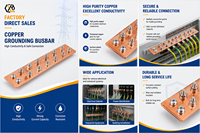 Barre de terre pour équipement électrique, câble de mise à la terre, protection contre la foudre, barre de nul, barre omnibus de mise à la terre, 1-5 AWG, en laiton