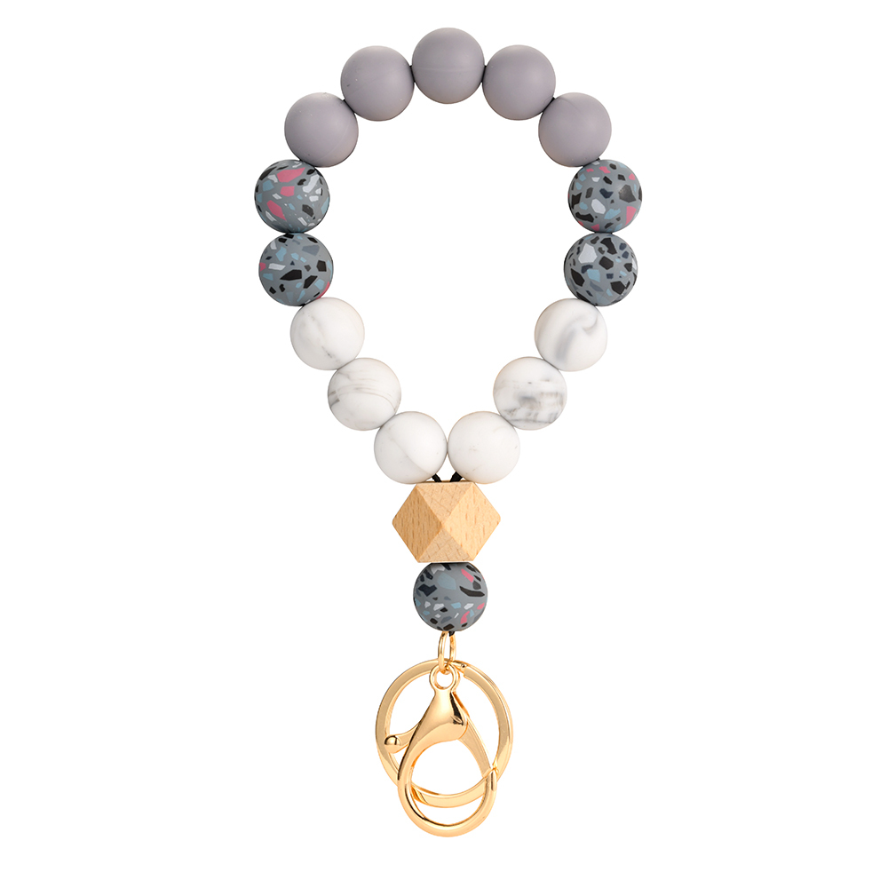 Newest ZICHUAN Handmade Coffee Cup Crochet Solid Color Silicone Bead Bracelet Lanyard Keychain Necklace