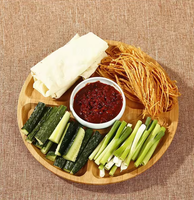 Assiette en bambou avec logo personnalisé en vente chaude Assiette à collation en bambou Plats de fruits ronds à 5 compartiments pour le service