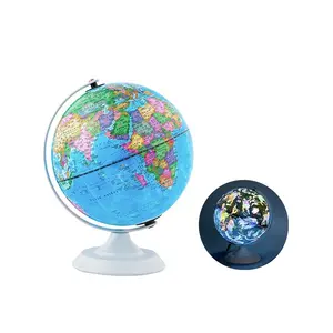 8 بوصة مجسم للكرة الأرضية على حامل معدني مصباح ليد الرفع الجغرافية كوكبة التفاعلية التعليمية اكتشاف العالم خريطة Ar غلوب/
