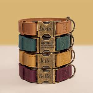 Collar de Cuero, Collar Personalizado para Perro, Hebilla Rústica - Product Image 4