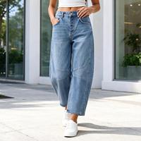 Jeans à taille haute et jambes larges en strass pour femmes, pantalon en denim scintillant pour les soirées de gala hivernales