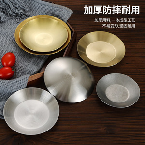 Retro Stainless Steel Plate 304 Creative <b>Small</b> Dish For Snacks Sauces Kimchi Shallow Dish Solid Color <b>Microwave</b> Safe - Product Image 4