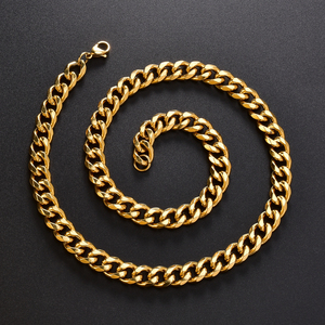 Collier chaîne épaisse en acier inoxydable plaqué or 18 carats, tendance explosive, style cubain, hip-hop, personnalité, vente en gros pour femmes - Product Image 1