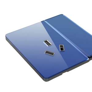 Glass Thin Touch Panel 86 Type Five <b>Hole</b> Household Socket Panel 10A Dual Control Single Pair - Product Image 1