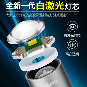 ไฟฉายแบบชาร์จไฟแบบพกพาอลูมิเนียมอัลลอยด์ LED สว่างเป็นพิเศษสำหรับกลางแจ้งพร้อมการชาร์จอย่างรวดเร็วแบบประเภทซีสีเทาเงิน - Product Image 2