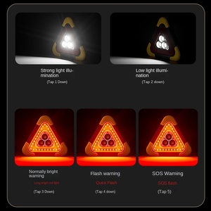 삼각대 경고등 LED 다기능 차량 비상등 태양광 충전 ABS 반사 플라스틱 오렌지/레드 충전식 플래시 - Product Image 4