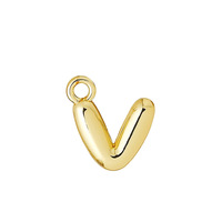 Vente en gros de breloques en forme de bulles gonflées, lettres initiales de l'alphabet, plaquées or 18 carats